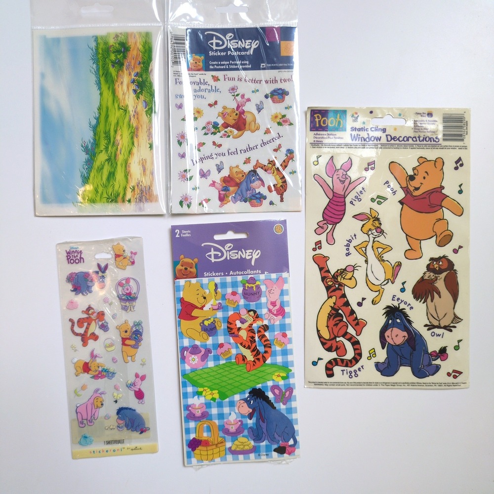 Disney Winnie the Pooh Stickers Window Clings Postcard Set Sandylion Hallmark